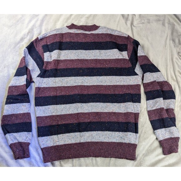 Vtg Winona Knits 70% Shetland Wool Grey/Red/Blue Made in USA Sweater SZ: L - Picture 4 of 10